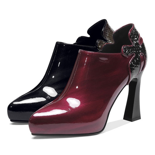 Zapatos de Charol Rojo Vino para Primavera y Otoño - Image 8