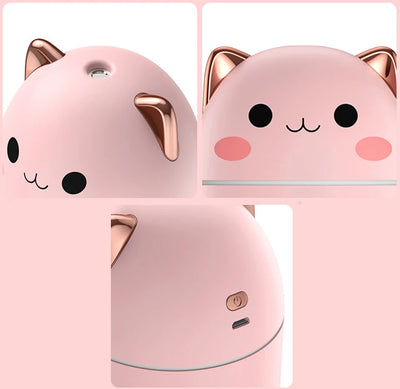 Three cute cat-shaped humidifiers in white, green, and pink, each with three filter sticks. - Image 19