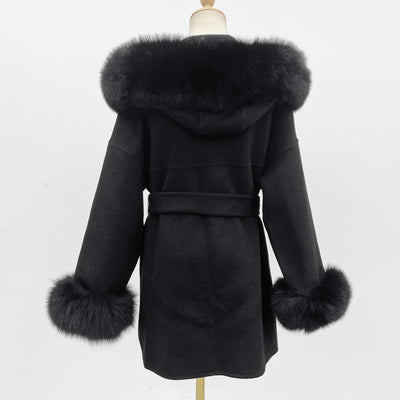 Abrigo de Lana Reversible con Cuello de Pelaje Oversized - Image 15
