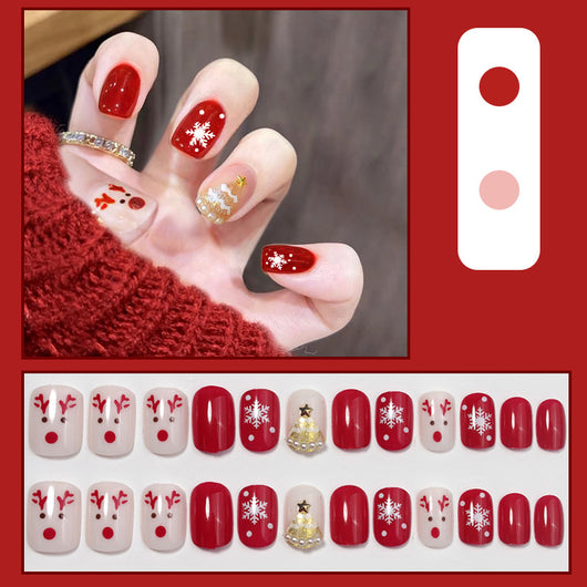 Uñas Postizas Removibles Diseño Fresa Corazón Mariposa Cortas - Image 8