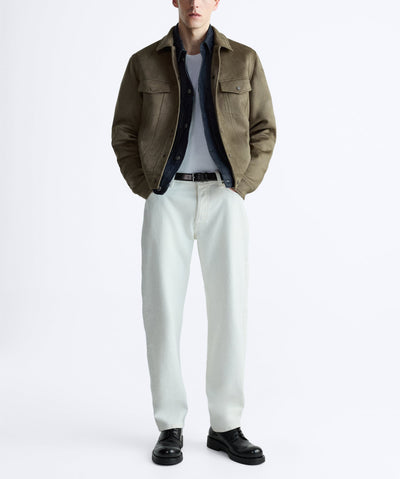 Chaqueta de Solapa en Efecto Gamuza para Hombre - Image 7
