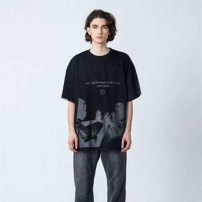 Playera Gráfica Reversible de Retrato con Letras para Hombre