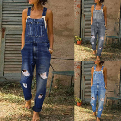 Jumpsuit Denim para Mujer con Roturas - Overol Ajustado Casual - Image 10
