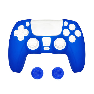 Blue silicone protective sleeve for a Sony PS5 game controller, featuring cutouts for buttons and joysticks. - Image 2