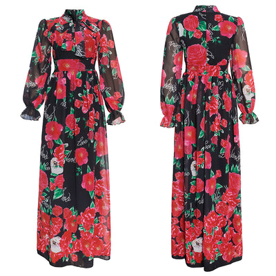 Vestido Largo Africano de Gasa con Estampado y Falda Amplia para Mujer - Image 8