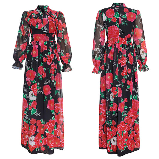 Vestido Largo Africano de Gasa con Estampado y Falda Amplia para Mujer - Image 8