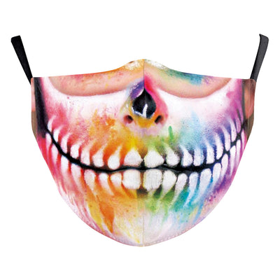 Halloween dust mask with a split design, featuring half a human face with pink lips and half a dark robotic face. - Image 17