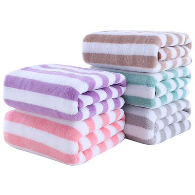 Toallas de Baño Coral Fleece con Rayas, Absorbentes y Suaves - Image 6
