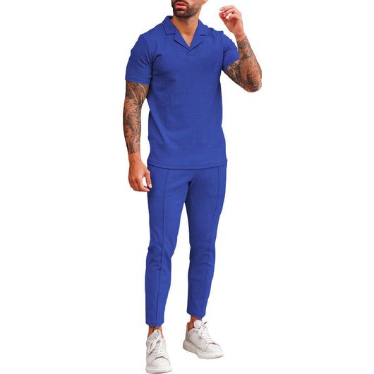 Traje Casual de Dos Piezas con Camisa Cuello V y Pantalón Corto - Image 2