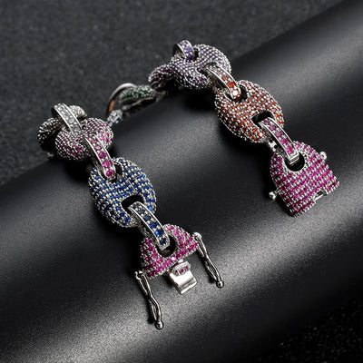 Cadena de Cerdo Zirconia Multicolor - Diseño Grano de Café - Image 3