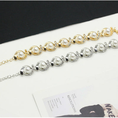 Pulsera de Perla y Diamante en Aleación - Diseño Creativo y Personalizado - Image 14