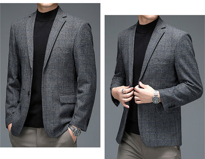 Blazer Cuadros Gris Elegante de Una Botonadura - Image 7
