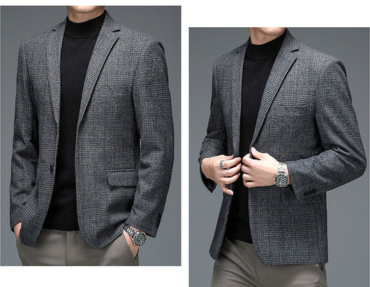 Blazer Cuadros Gris Elegante de Una Botonadura - Image 7