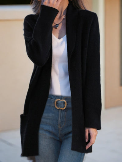 Cardigan de Punto con Cuello Polo Liso para Mujer con Bolsillos - Image 9