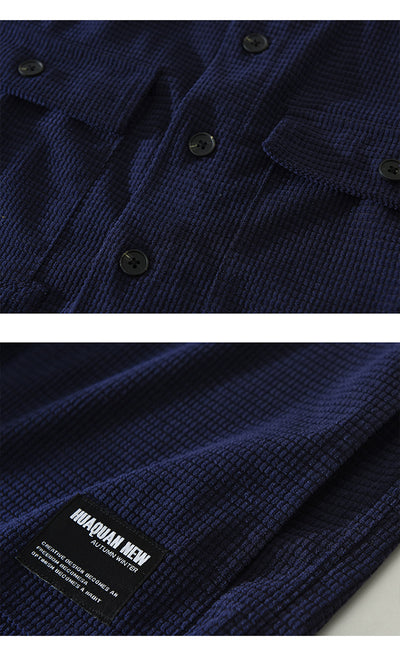 Camisa de Trabajo Estilo Japonés Textura Waffle Manga Larga - Image 11