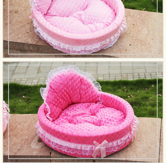 Cama Princesa para Mascotas con Encaje Teddy - Image 19