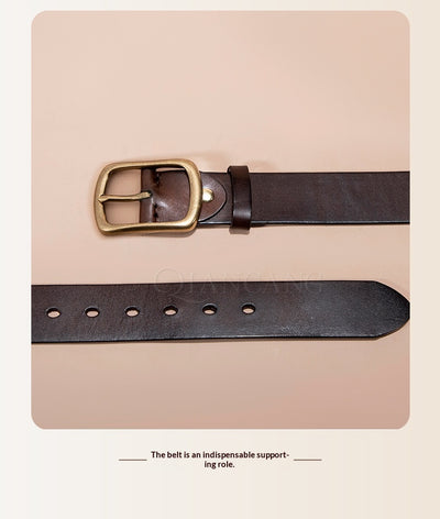 Cinturón de Cuero Genuino para Hombre con Hebilla Retro Latón - Image 16