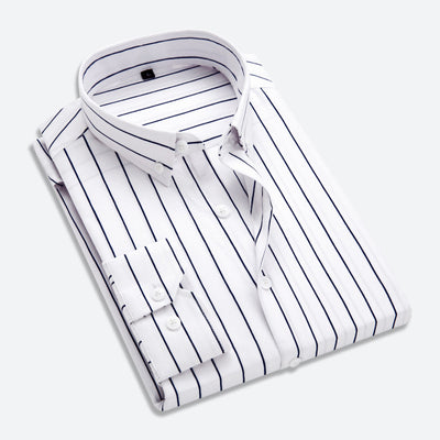Camisa Manga Larga Slim Fit Estampada a Rayas para Hombre - Estilo Coreano - Image 8