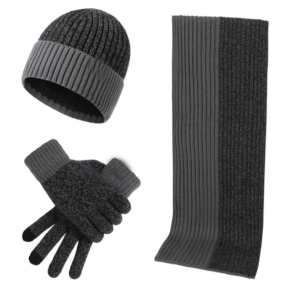 Conjunto Invernal de Gorro, Bufanda y Guantes Acolchados para Hombre