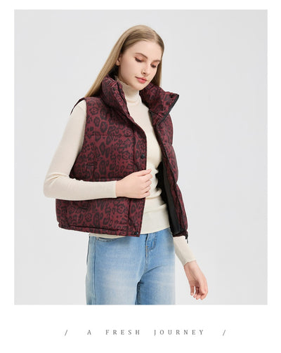 Chaleco de Algodón Estampado Leopardo con Cuello Mao - Image 18