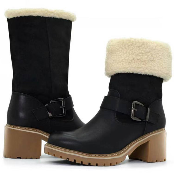 Botas Occidentales con Tacón Robusto y Hebilla para Mujer - Calidez Invernal - Image 5