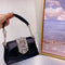 Bolso Cuadrado Pequeño de Seda Satinada con Moño Diamante