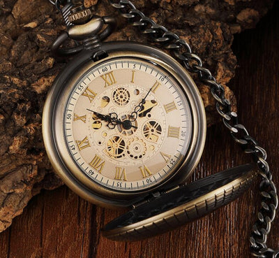 Reloj de Bolsillo Mecánico Clásico con Tapa Abatible y Grabado Romano - Image 4
