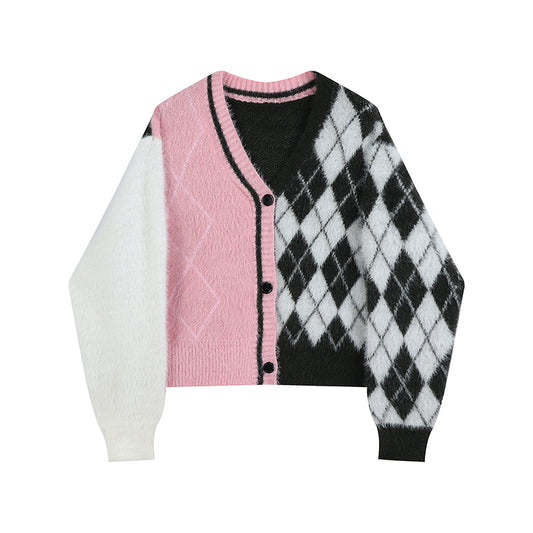 Blusa Escote V Manga Contraste Diseño Exclusivo