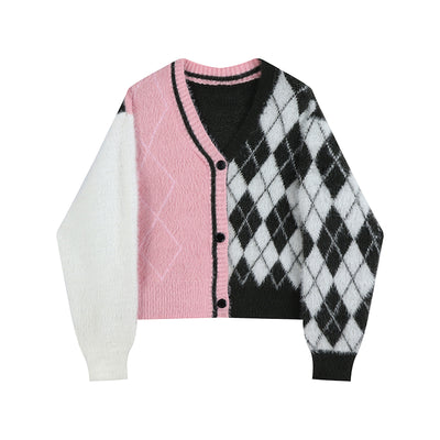 Blusa Escote V Manga Contraste Diseño Exclusivo