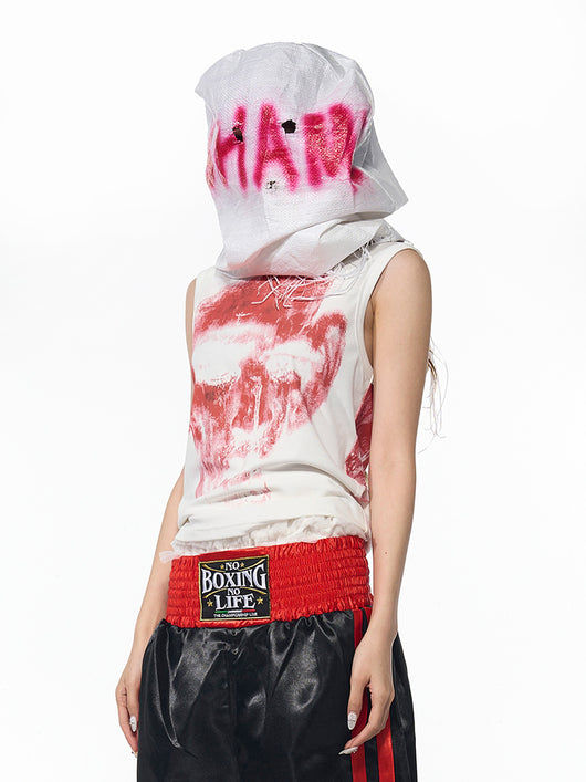 Playera Sin Mangas Cuello Tortuga Alto Ajustada con Estampado - Image 8