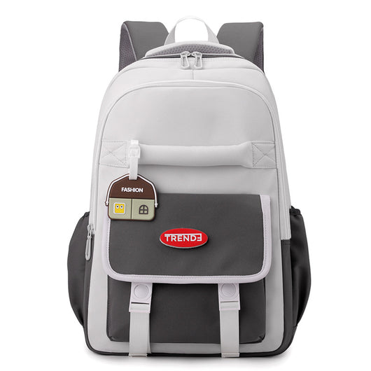 Mochila Escolar Niña Estilo Preppy Multicolor Ligera Doble Compartimento - Image 9