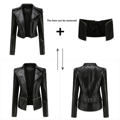 Chaqueta de Cuero para Mujer Desmontable Primavera Otoño - Image 4