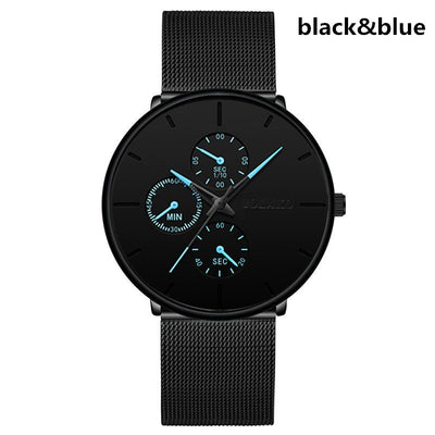 Reloj de Hombre Elegante con Correa de Malla Metálica y Tres Esferas - Image 5