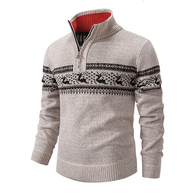Suéter Tejido de Cuello Medio Cierre Half-zip Talla Grande - Image 12