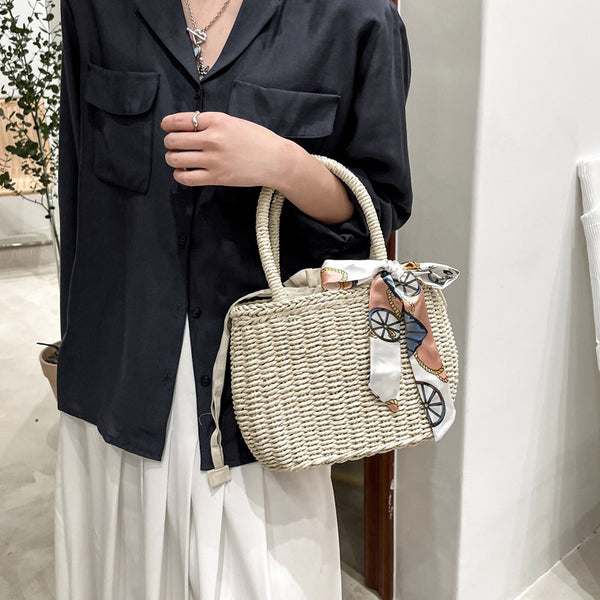 Bolso Cuadrado Tejido Portátil para Mujer - Diseño Minimalista
