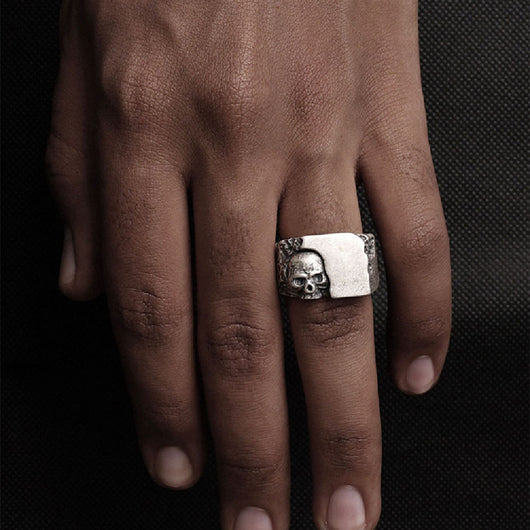 Anillo de Plata 925 Calavera para Hombre Talla Grande