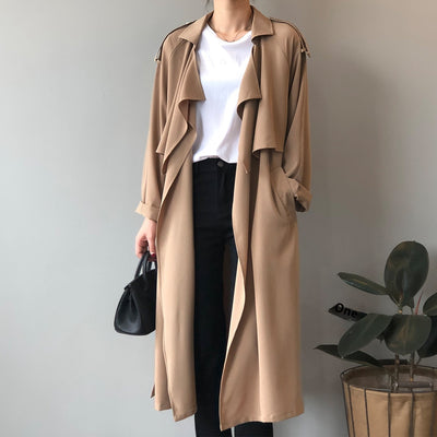 Abrigo Trinchera Largo para Mujer Estilo Británico Retro - Image 10