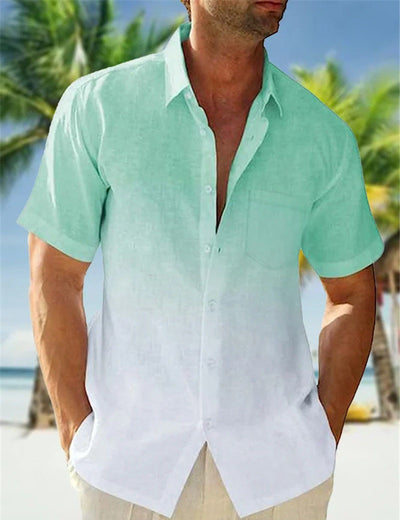 Camisa Hawaiana de Hombre con Rayas Simples y Cuello Solapa - Image 12