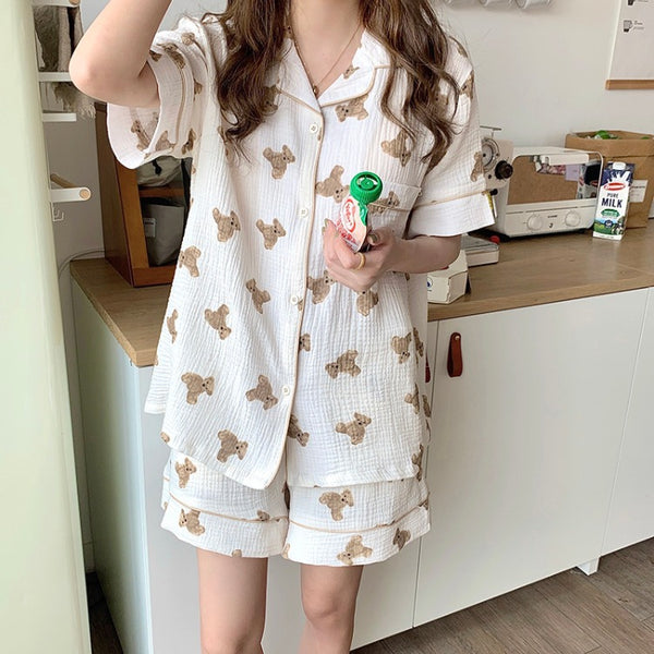 Pijama de Pareja Suave y Adorable con Diseño de Osito