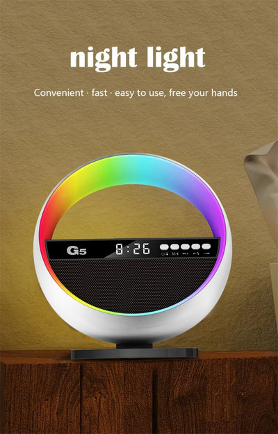 Lámpara Ambiental RGB con Cargador Inalámbrico y Altavoz Bluetooth - Image 12
