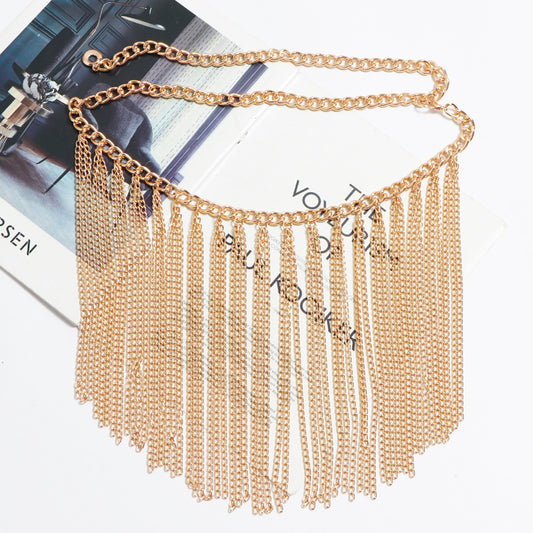 Conjunto de Danza del Vientre con Cadena de Flecos y Falda a Juego