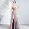 Vestido de Noche Elegante con Abertura Lateral y Escote Drapeado