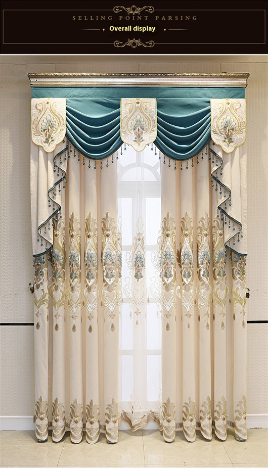 Cortinas Europeas de Lujo con Bordado Hueco de Flores para Sala de Estar - Image 8
