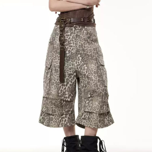 Shorts de Trabajo Estampado Leopardo Mujer - Verano Suelto y Estilizador - Image 10