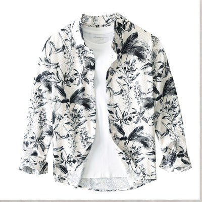 Camisa Retro Estampada de Manga Larga para Hombre - Image 5