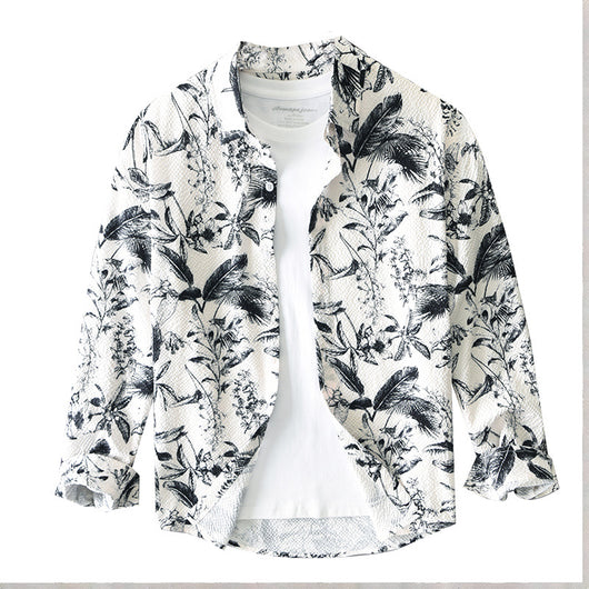 Camisa Retro Estampada de Manga Larga para Hombre - Image 5