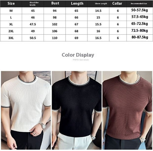Camiseta de Cuello Redondo con Contraste de Colores en Algodón Stretch - Image 9