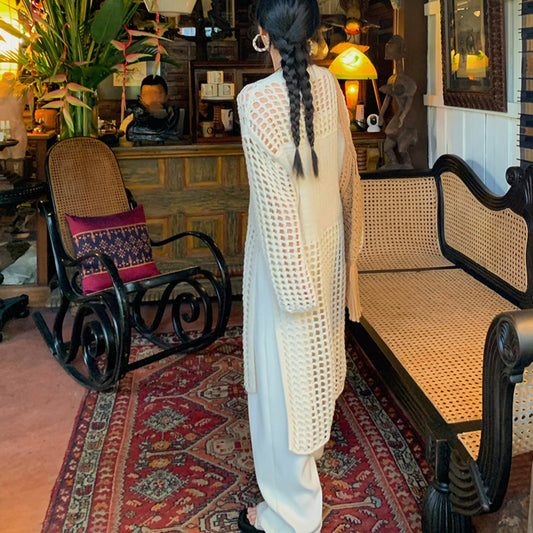 Vestido Elegante de Encaje Francés con Cuello Mao - Túnica Versátil para Resort - Image 2