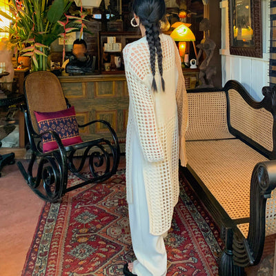 Vestido Elegante de Encaje Francés con Cuello Mao - Túnica Versátil para Resort - Image 2