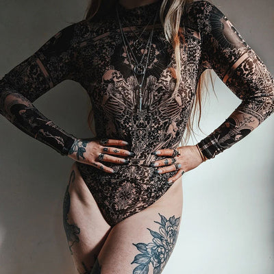 Jumpsuit Vintage Slim con Estampado Abstracto y Mangas Largas para Mujer - Image 2